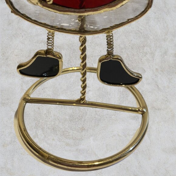 CHRISTMAS CARD DISPLAY -- Staind Glass Santa, Shows 3 Xmas Cards, In-Box, Unused - Picture 2 of 8